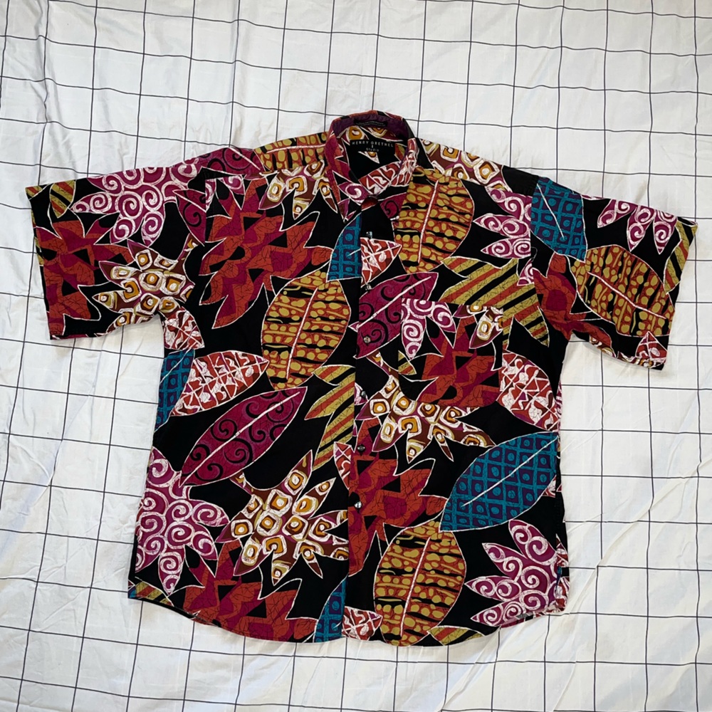 Henry Grethel vintage tiki button down shirt. Oversized.